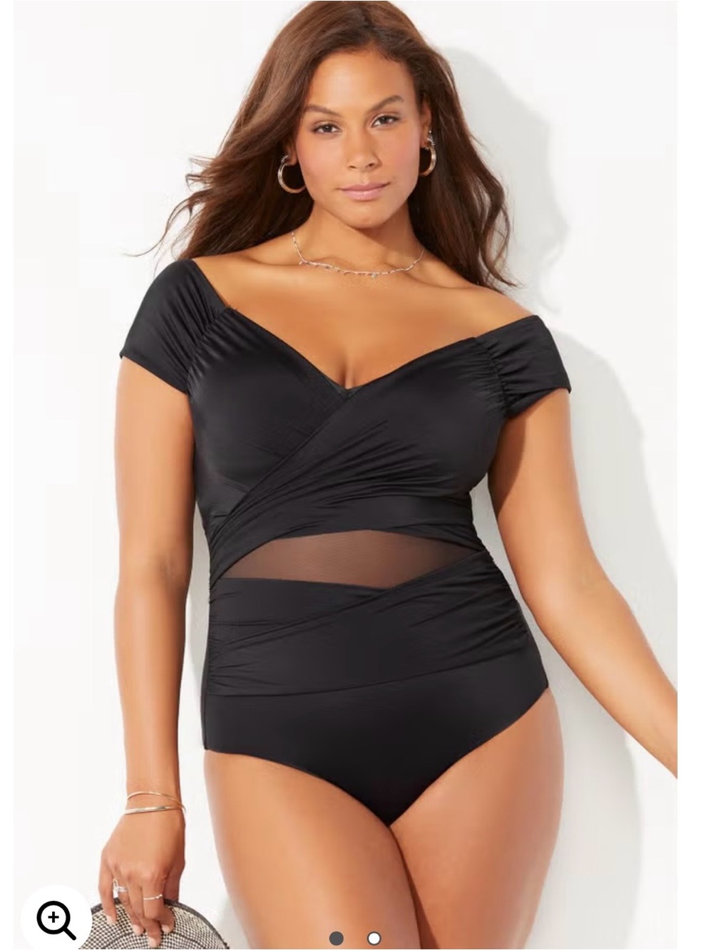 Swimsuits For All Cap Sleeve Cut Out  One-Piece with Mesh Inset